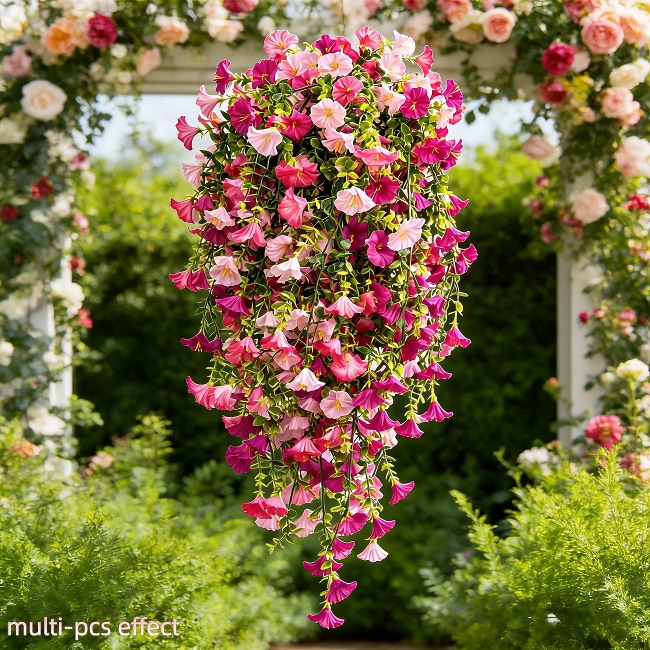 Lot de 2 ou 4 guirlandes de liserons artificiels réalistes (maille 69) à suspendre – fleurs artificielles roses et rouge rosé, résistantes aux UV, idéales pour la décoration intérieure et extérieure, de 2026 ? $15.99 –P7