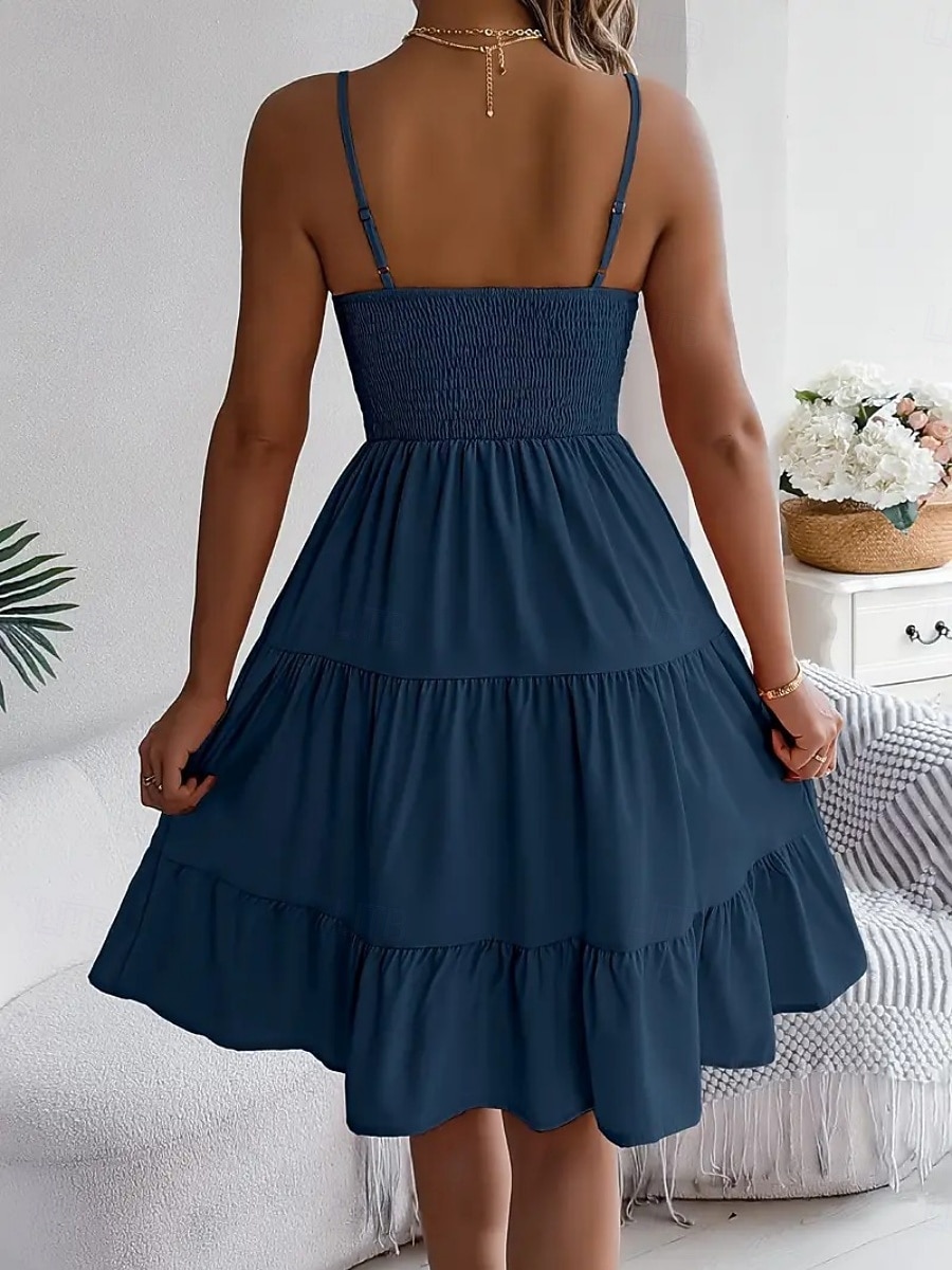 Women's Knee Length Dress Sundress Casual Dress Slip Dress Elegant Fashion Modern Outdoor Vacation Going out Regular Fit Plain Sleeveless Straps Black Yellow Pink Purple Summer Spring 2026 - $26.99 –P14