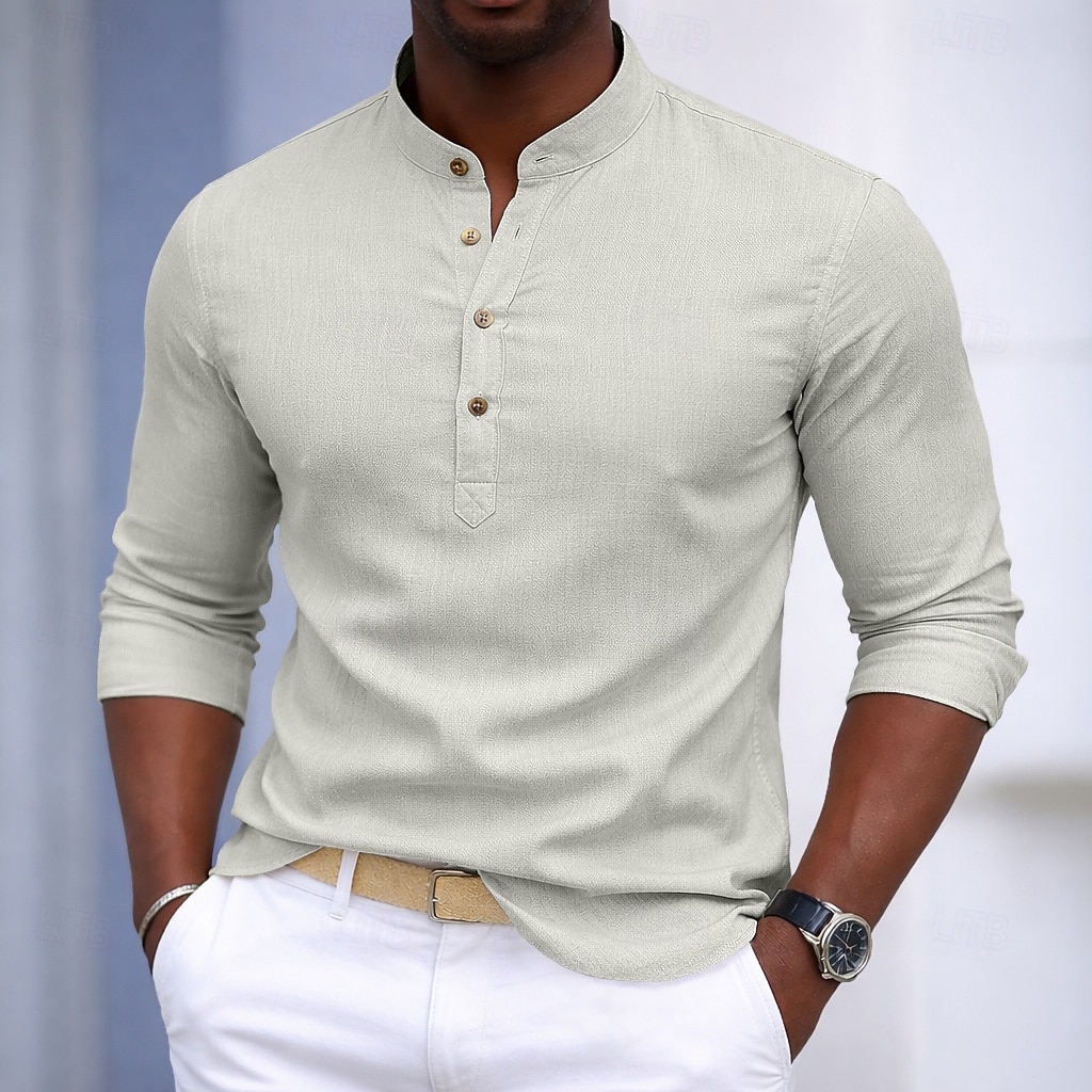 Per uomo Camicia Camicia elegante Camicia con Bottoni Pullover Tinta unica Quotidiano Affari Nero Bianco Marrone Blu scuro Manica Lunga Collo ripiegato Tutte le stagioni Abbigliamento Puro del 2026 a $10.49 –P6