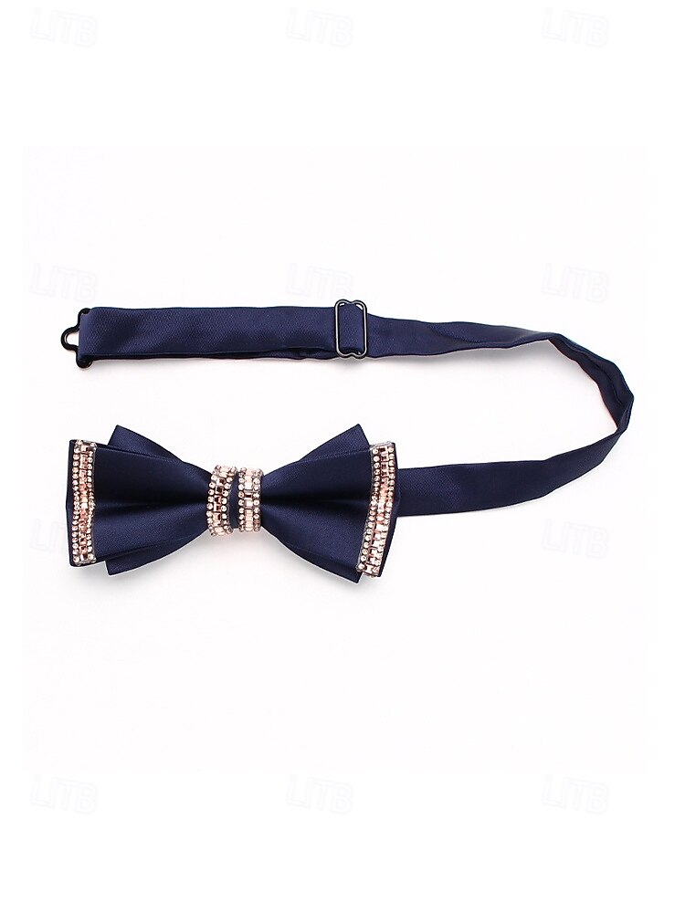 פפיון פוליאסטר לגברים - אפשרויות צבעוניות, עיטורי אבני חן, גודל מתכוונן, מושלם לחתונות ומסיבות 2026 - $14.99 –P8