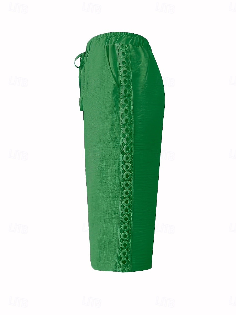 Femmes Pantalon effet lin Pantalon capri Shorts d'été Pantalons Streetwear Occasionnel Longueur Genou Taille moyenne Couleur Unie Avec Poches Confortable Respirant Non Elastique Quotidien Extérieur de 2026 ? $24.99 –P7