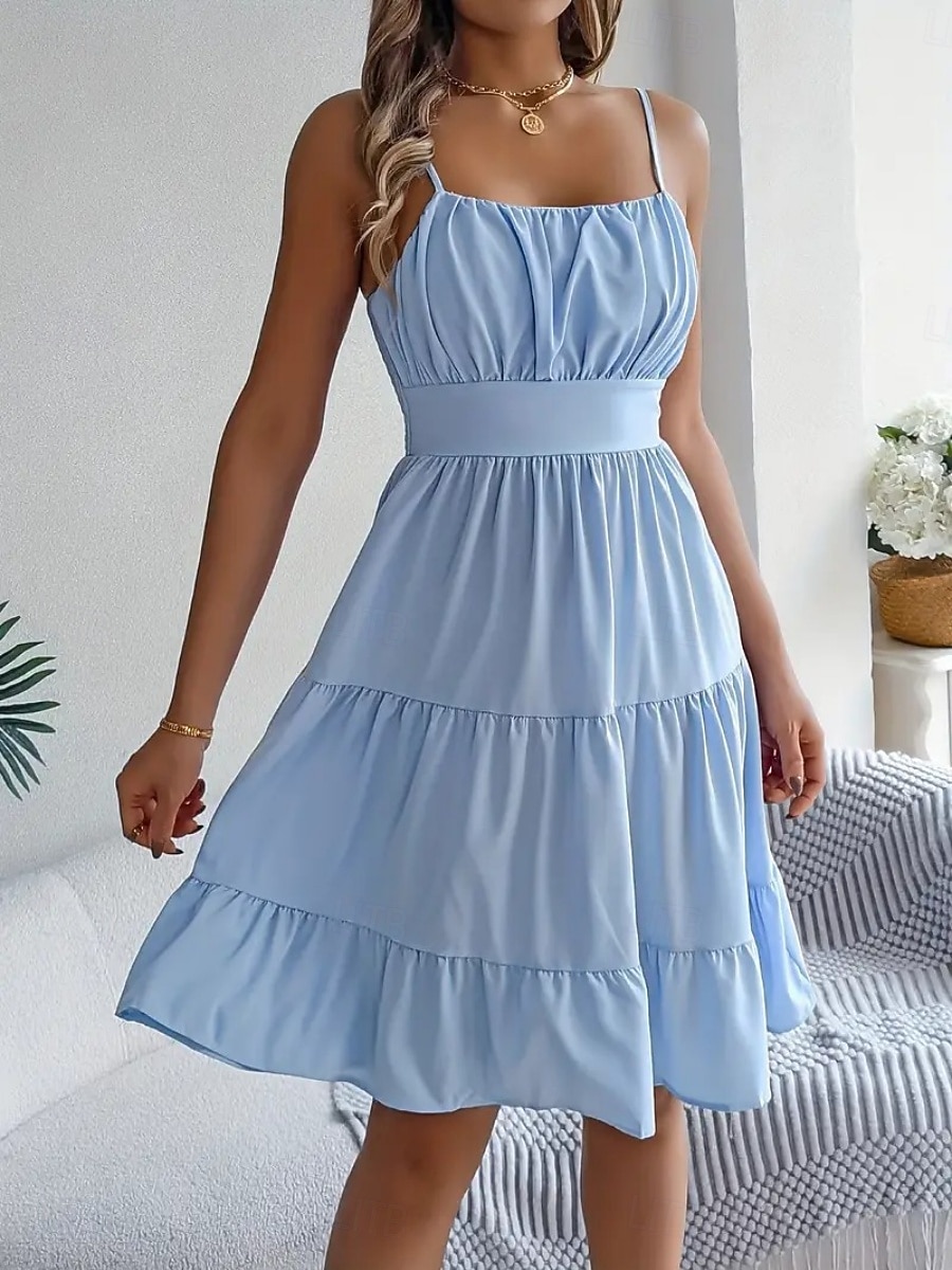 Women's Knee Length Dress Sundress Casual Dress Slip Dress Elegant Fashion Modern Outdoor Vacation Going out Regular Fit Plain Sleeveless Straps Black Yellow Pink Purple Summer Spring 2026 - $26.99 –P20