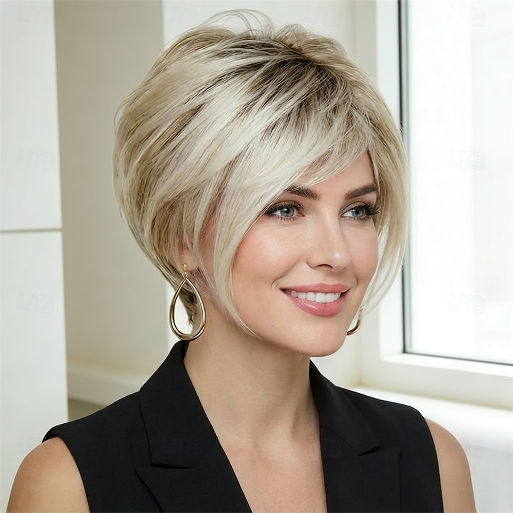 Peruca pixie loira elegante para mulheres - corte curto moderno com textura sutil. de 2026 por kr.293 –P4