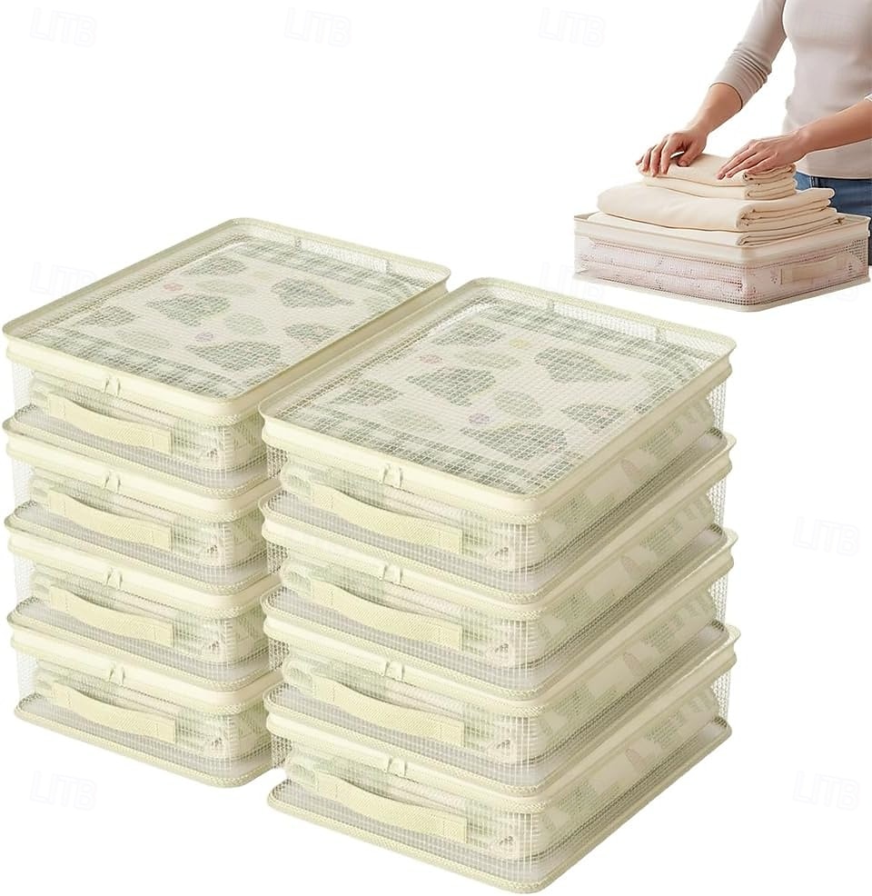 4/6/8 ks průhledných úložných tašek do skříně, průhledné PVC úložné kontejnery na oblečení s rukojeťmi, stohovatelný velkokapacitní organizér na přikrývky, prachotěsný a odolný proti vlhkosti do 2026 - $10.99 –P3