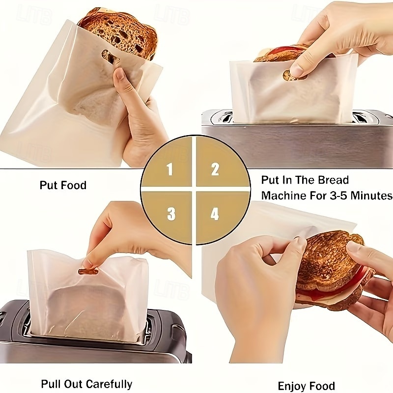 10 Pcs Extra Large Reusable Toaster Bags, Heat Resistant Toaster Bags for Grilled Cheese Sandwiches works on Toaster, Ovens, Washable Toast Bags for Toast Sandwich Panini Snacks 2026 - $28.99 –P7