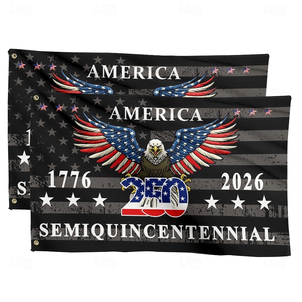 2pcs Bandera conmemorativa de los años de libertad del 250 aniversario de EE. UU. Majestuosa águila con alas extendidas Banner patriótico 1776-2026 Celebración Semiquincentenario 4 de julio 2026 - $29.99 –P1