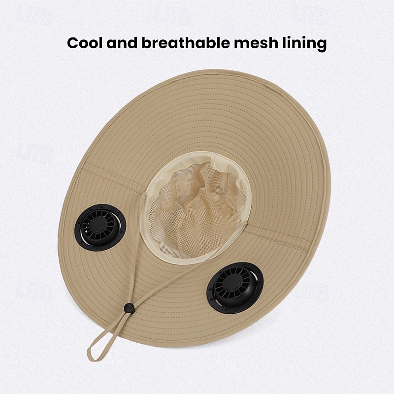 2026 New Solar-Powered Outdoor Sun Hat with Dual Fans, Digital Battery Display, Wide Brim, Lightweight Breathable Cap for Hiking, Fishing, Camping, Travel, Beach, Summer 2026 - $35.99 –P14