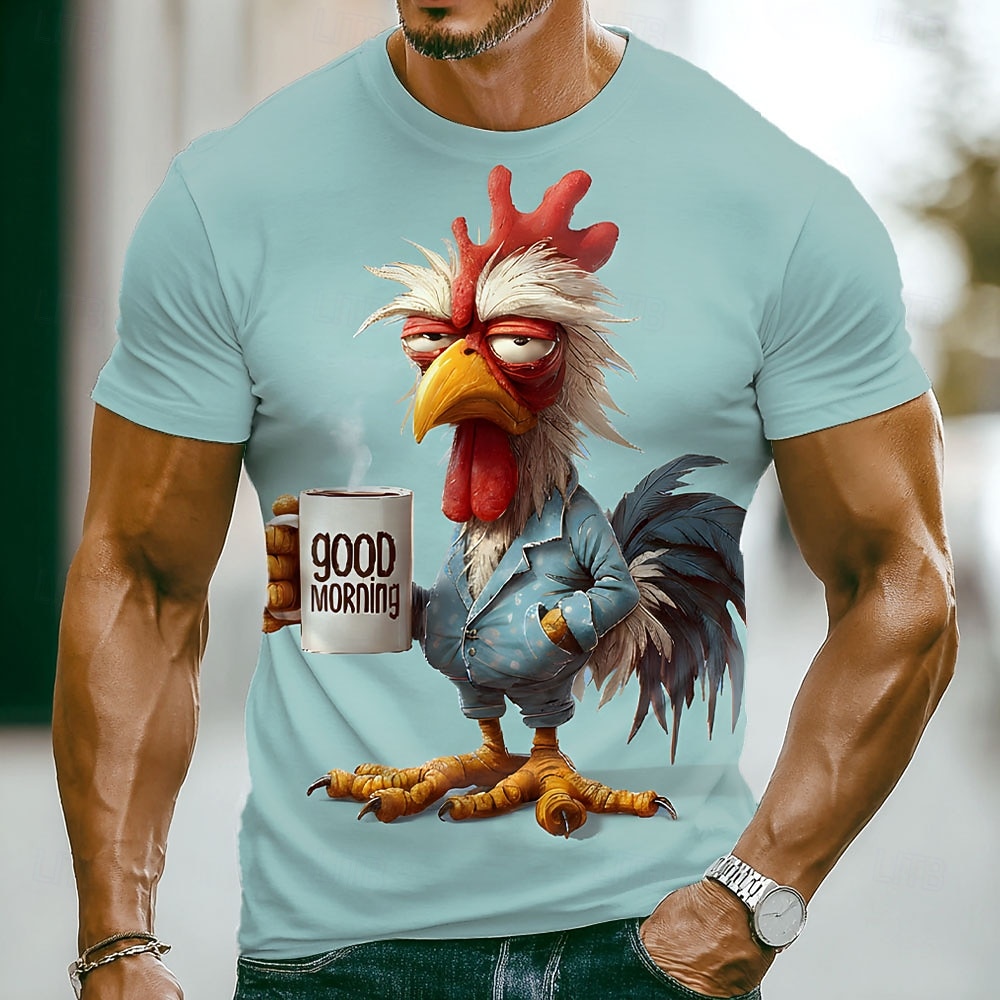 Homens Animal Galo Engraçado Mal-humorado Camiseta Manga Curta Camiseta Impressão 3D Gola Redonda Camisa Exagerado Designer Festa Feriado Azul Azul Lago Verde Verão Primavera Roupa S M L XL XXL XXXL de 2026 por $21.99 –P4