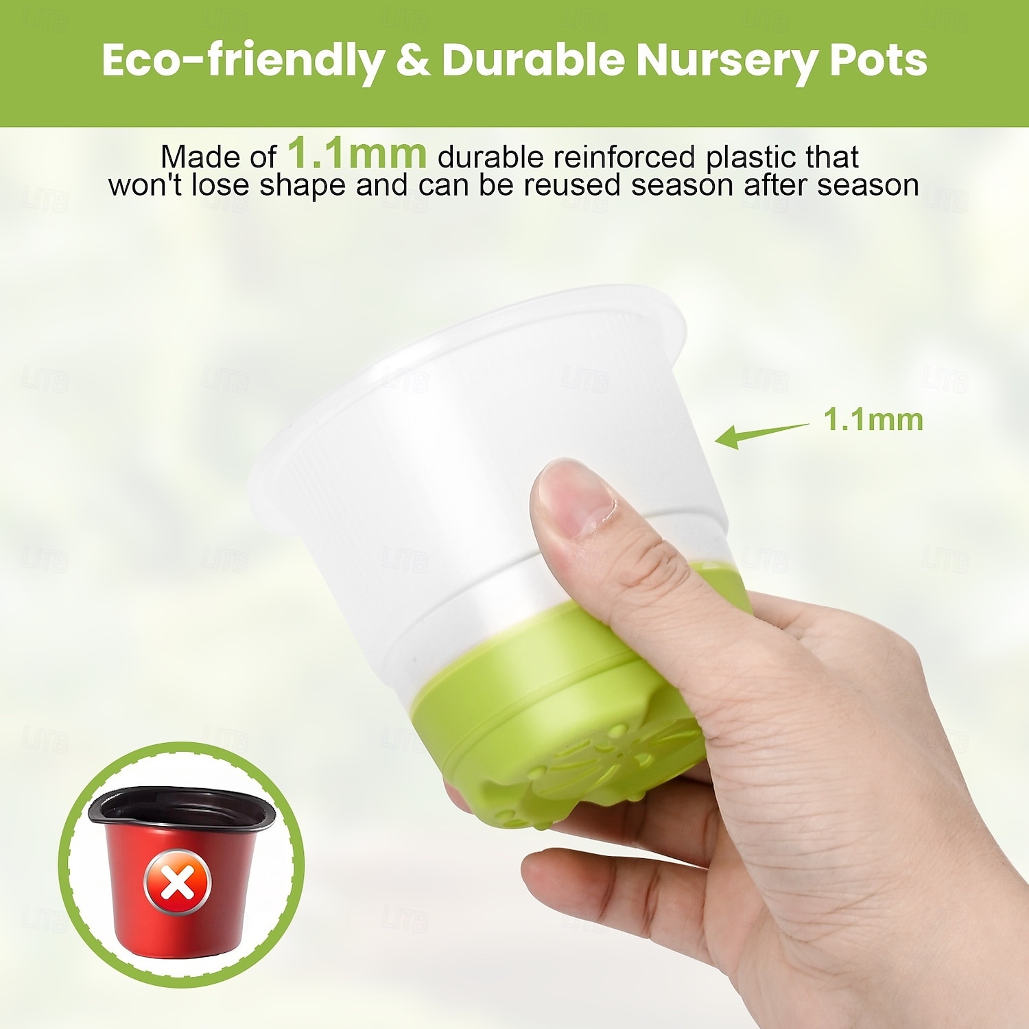 2026年 蓋付きスタータートレイと植物ラベル付きの4インチ苗カップ10個、透明な苗ポット、補強されたベース付きの再利用可能なプラスチック植木鉢、移植が簡単 &種まき  コレクション – $28.99 –P8