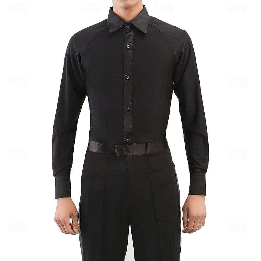 Baile Latino Cima Color Puro Hombre Fiesta Entrenamiento Rendimiento Manga Larga Nailon Licra 2026 - $69.99 –P1