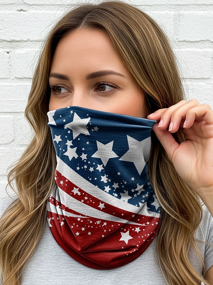 Patriotisk bohemsk lue for kvinner &halsmansjett, lett stretch polyester flermønstret USA-trykk sommerhodeplagg for USAs uavhengighetsdag, 4. juli, reise &festivaler 2026 - $11.99 –P6