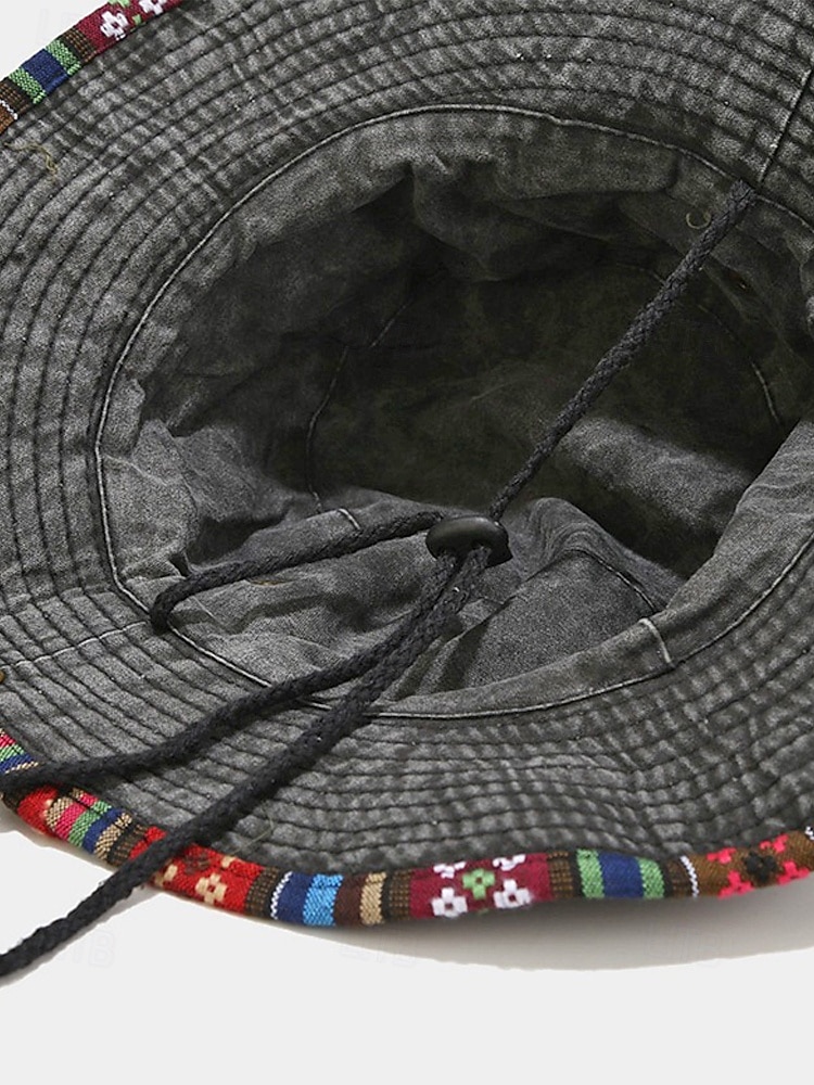 Ανδρικό καπέλο bucket από μείγμα βαμβακιού σε μποέμ στιλ με έθνικ σχέδια, πολύχρωμο σχέδιο – ιδανικό για καθημερινή χρήση και ταξίδια διακοπών 2026 - $11.99 –P12