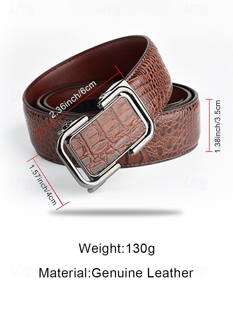 Men's Genuine Leather Crocodile Pattern Belt, Black & Brown, Elegant Formal and Casual Accessory for Wedding, Party & Daily Business Wear 2026 - $19.99 –P11