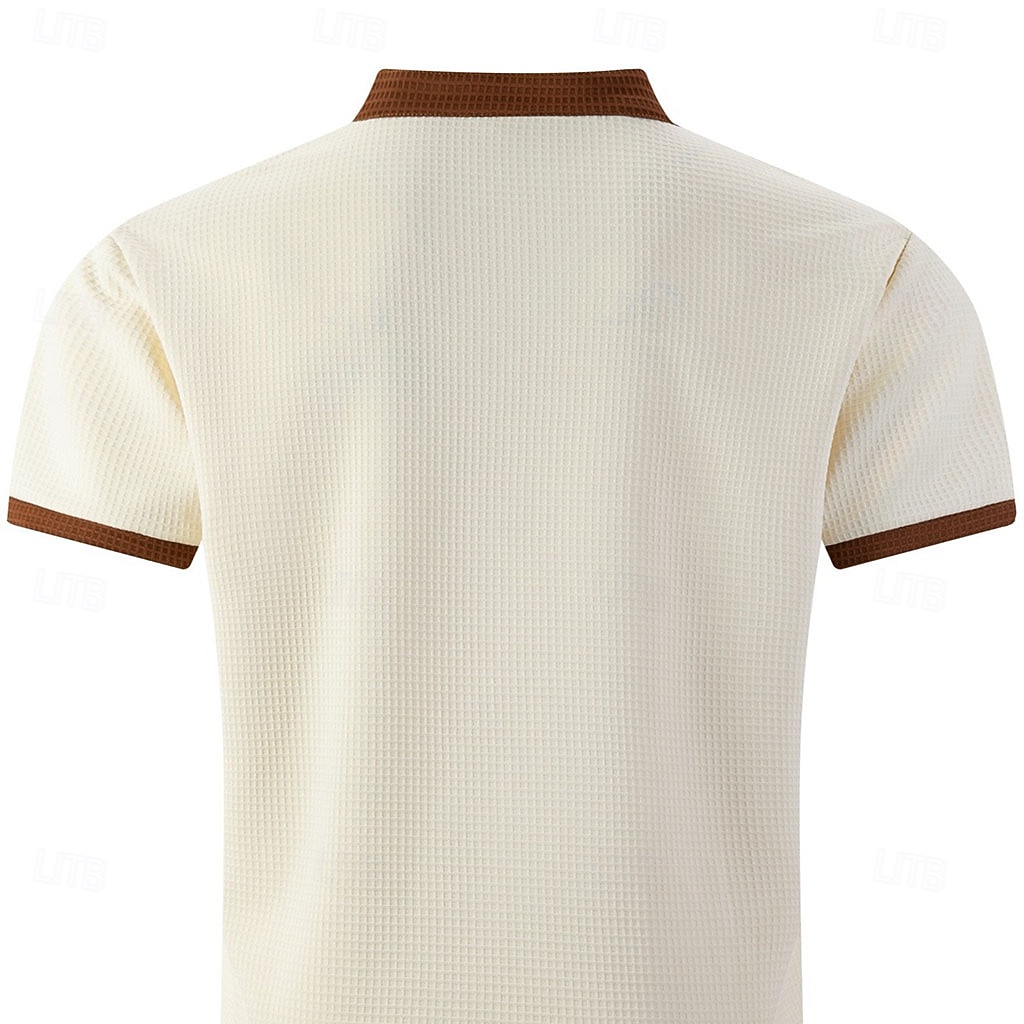 Hombre Camiseta con diseño de gofre Camiseta Camisa manga corta Camiseta superior Manga Corta Escote en Pico Verano Primavera Bloque de color Ropa de calle Elegante Casual Bloque de Color Bolsillo 2026 - $21.99 –P7