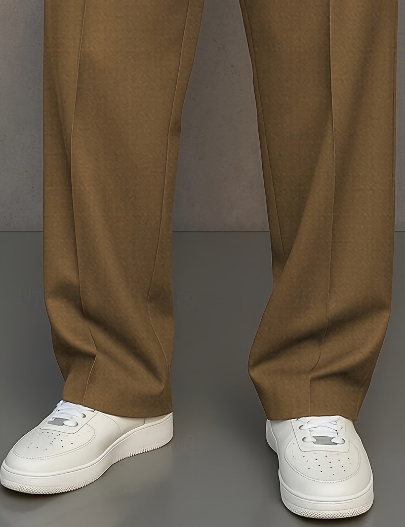 Bărbați Pantaloni Costume Buzunar Nasturi Simplu Confort Respirabil Lungime totală Casual Zilnic Casă Vacanță Modă Negru Kaki Inelastic 2026 - $31.99 –P3