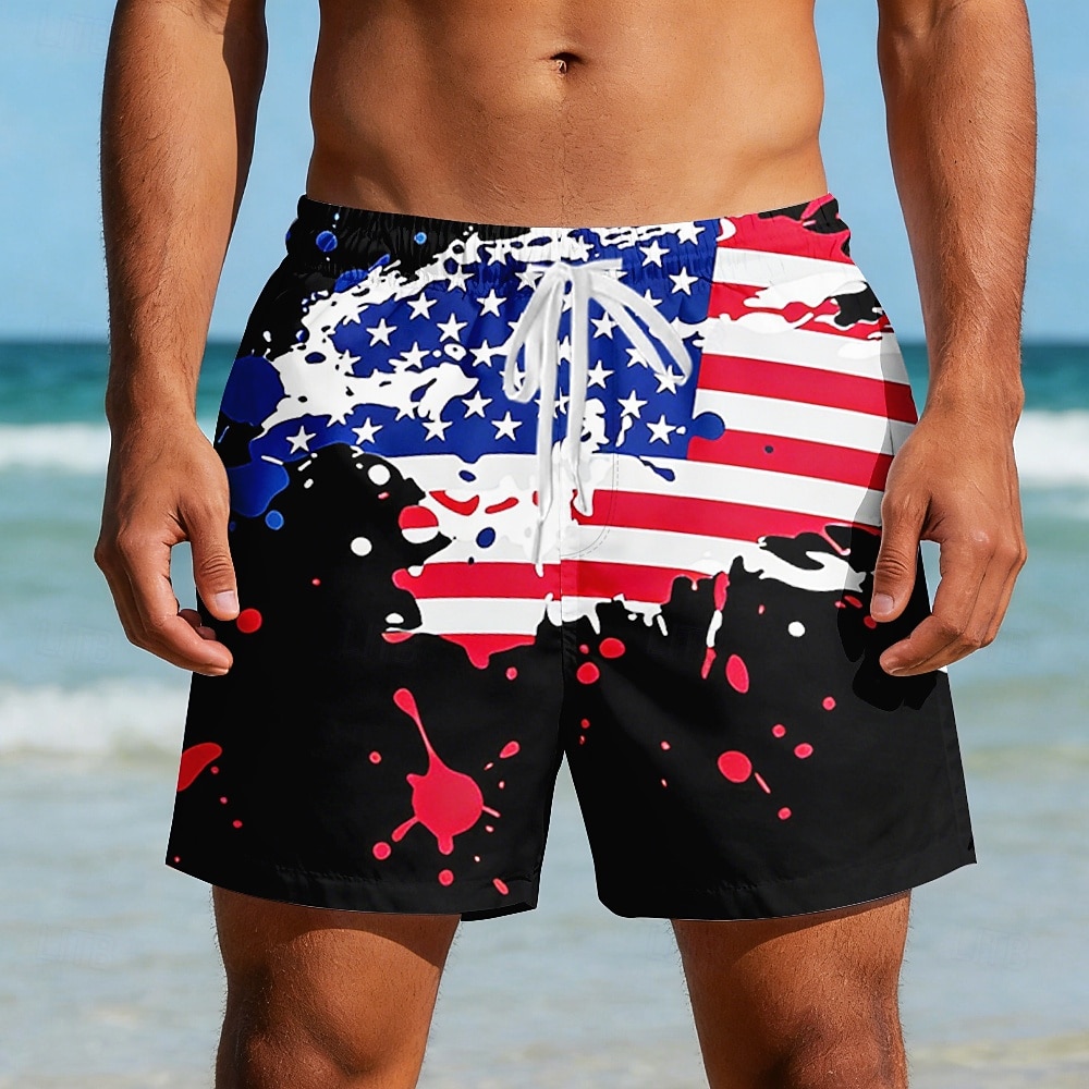Men's 4th of July U.S. 250th Anniversary US Flag Patriotic Swim Trunks Swim Shorts Board Shorts Mid Waist Casual Holiday Side Pockets Mesh Lining Elastic Drawstring Waist Designer Clothing Apparel 2026 - $20.99 –P6