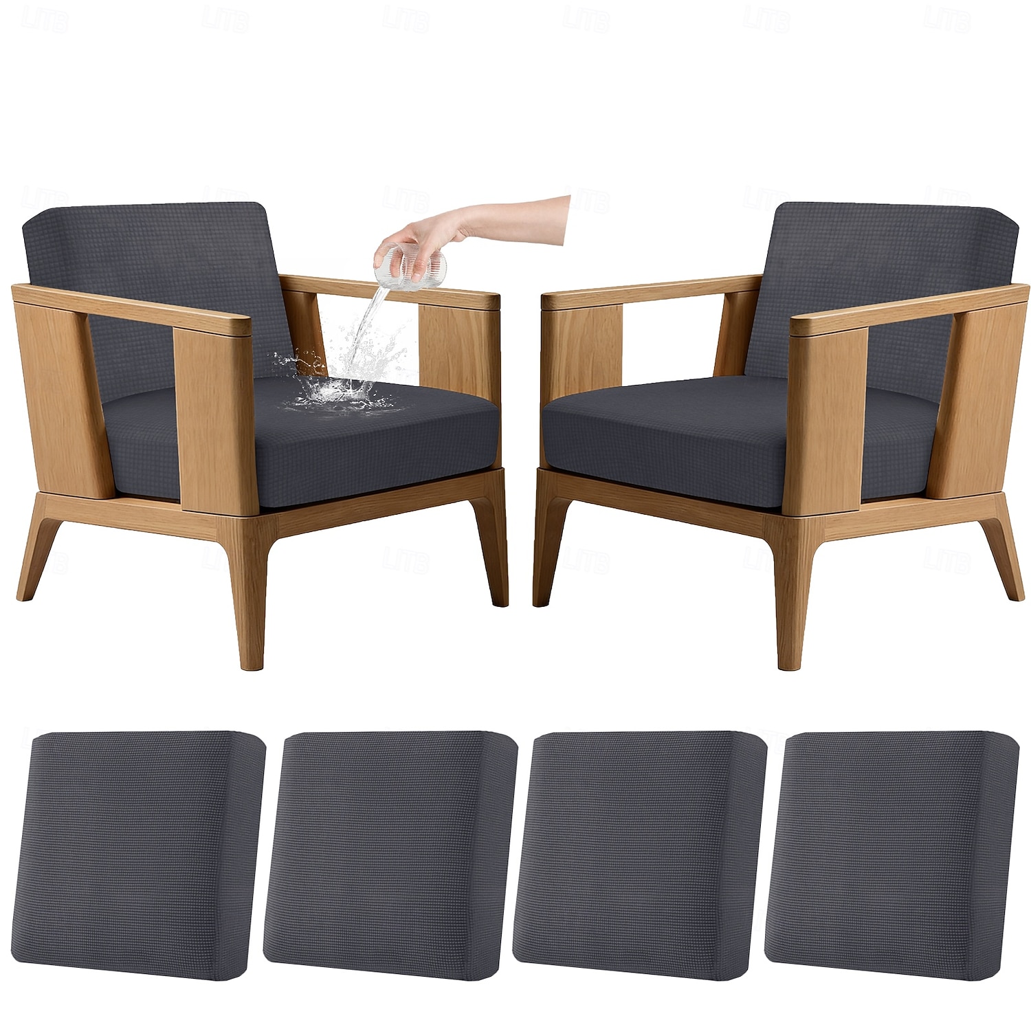 4 stuks stretch kussenhoezen voor buiten, 100% waterdicht, vervangende hoezen voor tuinbanken en -sofa's, wasbare en herbruikbare meubelbeschermers. 2026 - $45.99 –P9