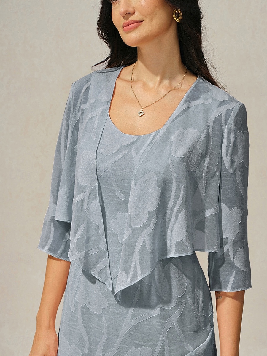 Femmes Haussements d'épaules Dentelle illusion Fleuri Élégant Manche 3/4 Col ras du cou Hauts Réguliers Quotidien robe demoiselle d honneur Vêtements de vacances Gris ciel Été Printemps Automne de 2026 ? $49.99 –P1