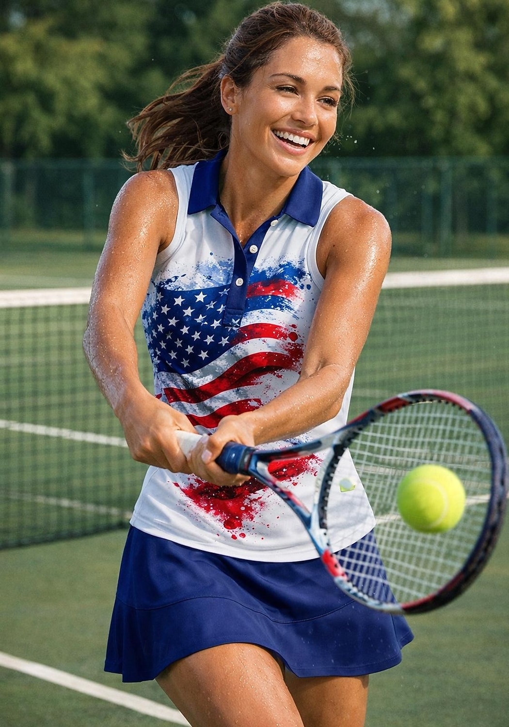 Dia da Independência Mulheres Bandeiras Tops Camisa Esportiva Camisa polo de caminhada Regata Sem Manga Floral Botões UPF50+ Resistente a UV Elasticidade Alta Pavio Humido Respirável Voleibal Tênis de 2026 por $18.99 –P2