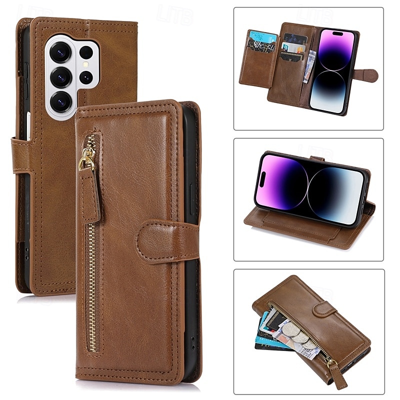 telefono Custodia Per Samsung Galaxy S26 S26 Plus S26 Ultra Custodia Portafoglio Cerniera Protezione Completa Cavalletto Retrò Pelle PU del 2026 a $20.99 –P13