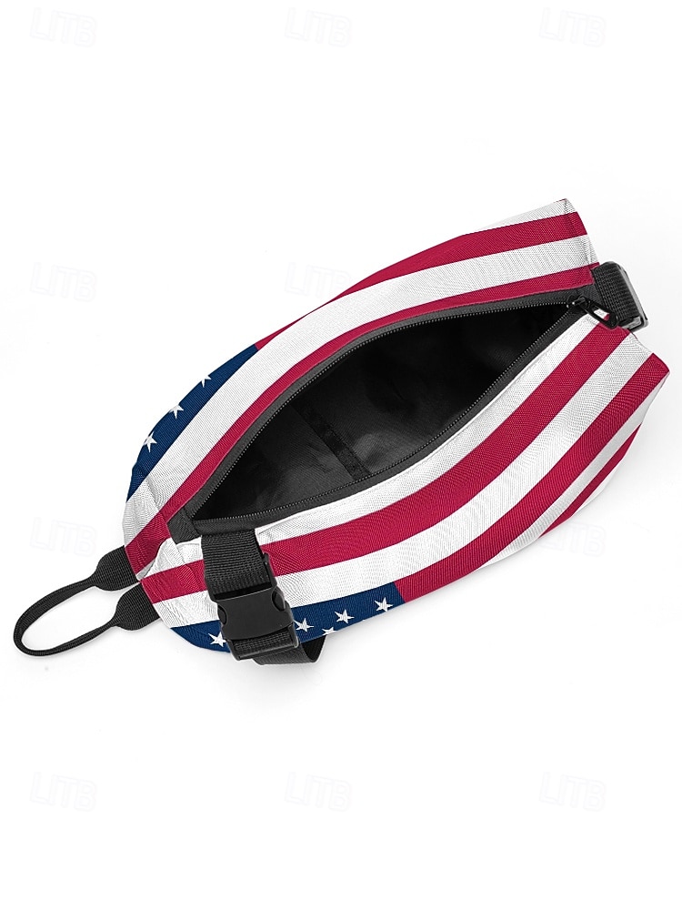 Herrebrystveske i polyester med USA-flagg, stor slyngeryggsekk og justerbar stropp til USAs 250-årsjubileum, uavhengighetsdagen, fritidsklær og utendørssport 2026 - $24.99 –P7