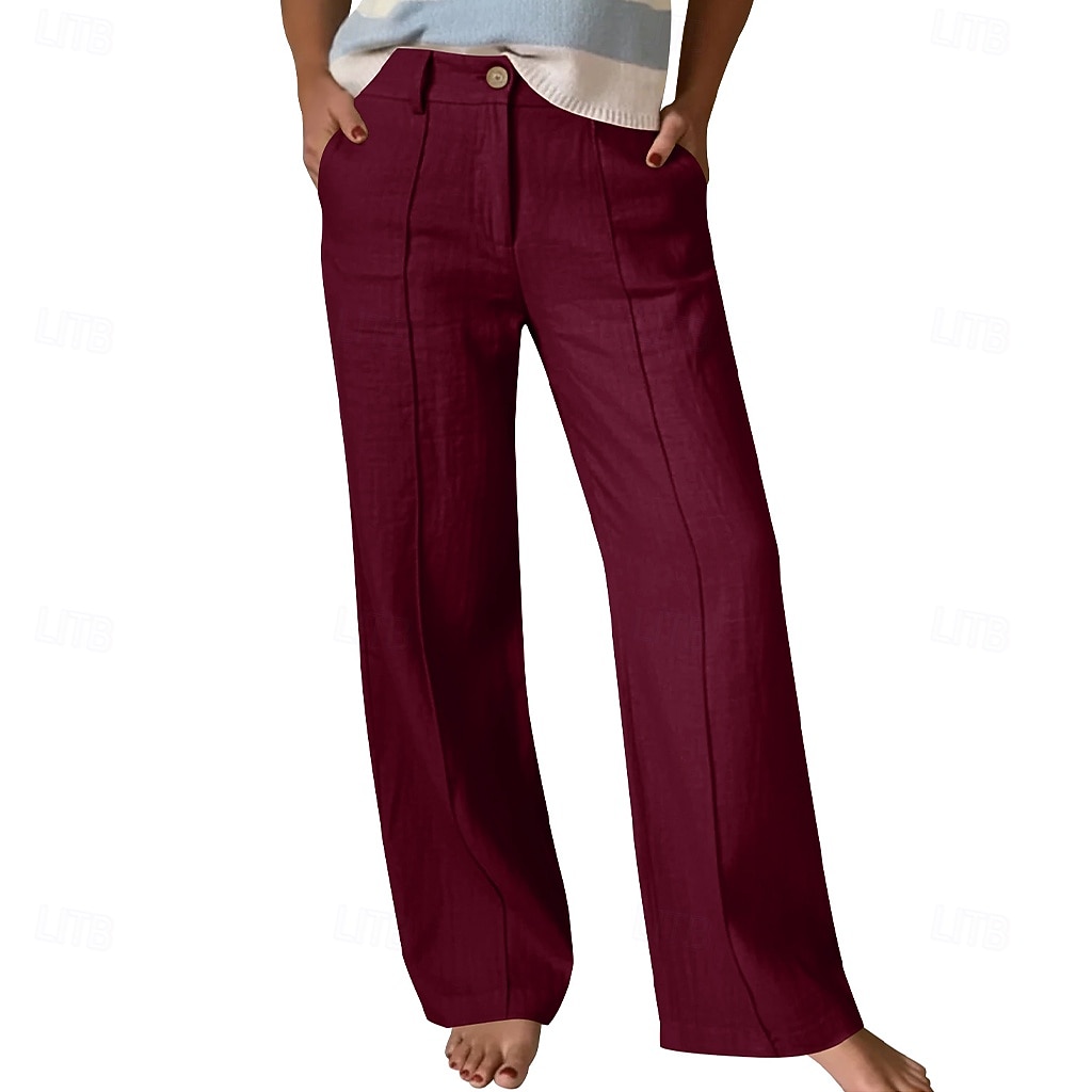 Per donna Pantaloni Pantaloni Estivi Pantaloncini casual Vacanza Moda Casual Quotidiano Lunghezza intera Vita Alta Tinta unica Semplice Cerniera Tasca Gamba Dritta Comodità Morbido Traspirante del 2026 a $28.99 –P3