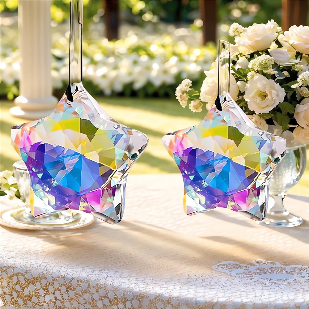 1/6Pcs Rainbow Pentagram Star Crystal Suncatcher  Prism Pendant Crafts for Home Office Garden Decoration Rainbow Maker Window Pendant 2026 - $9.99 –P6