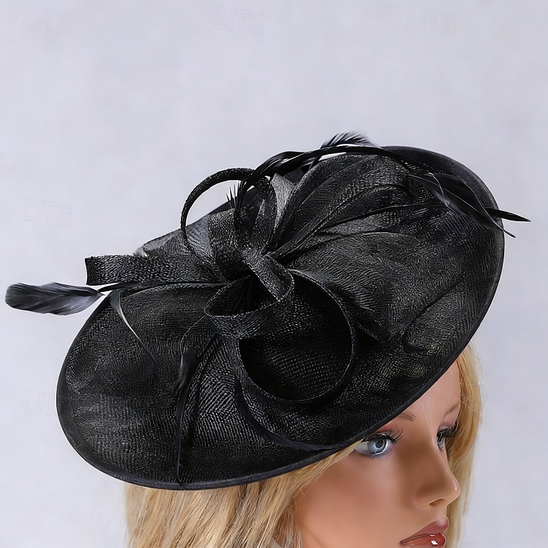 Fascinator Sinamay Matrimonio Compleanno Elegante Vintage Carino Con Piuma Perle Copricapo Copricapo del 2026 a $40.99 –P6