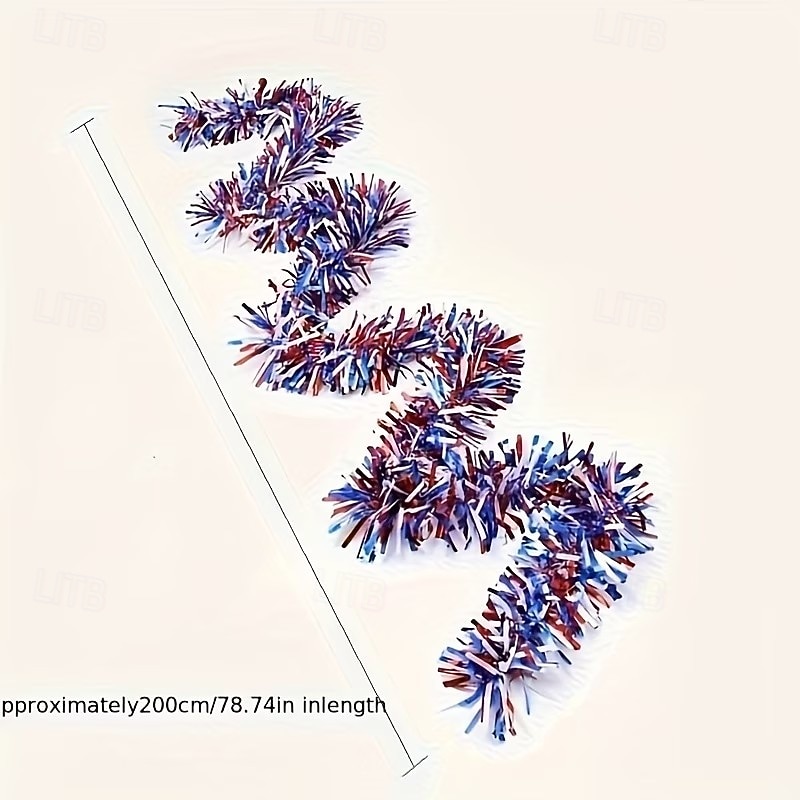 4Pcs Patriotic Tinsel Garland Red White Blue Foil Streamers 78.7in Metallic Fringe Decorations for 4th of July Independence Day Memorial Day Labor Day American Flag Theme Party Decor Durable Plastic 2026 - $15.99 –P9