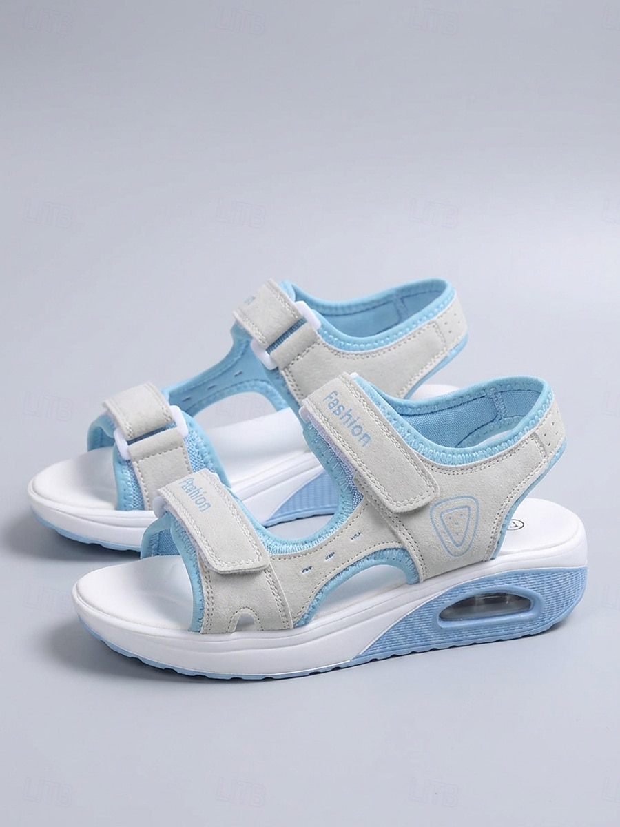 Dámské pohodlné sandály na suchý zip – prodyšné bílo-modré sportovní boty se vzduchovým polštářem pro chůzi, cestování a každodenní nošení 2026 - $32.99 –P1
