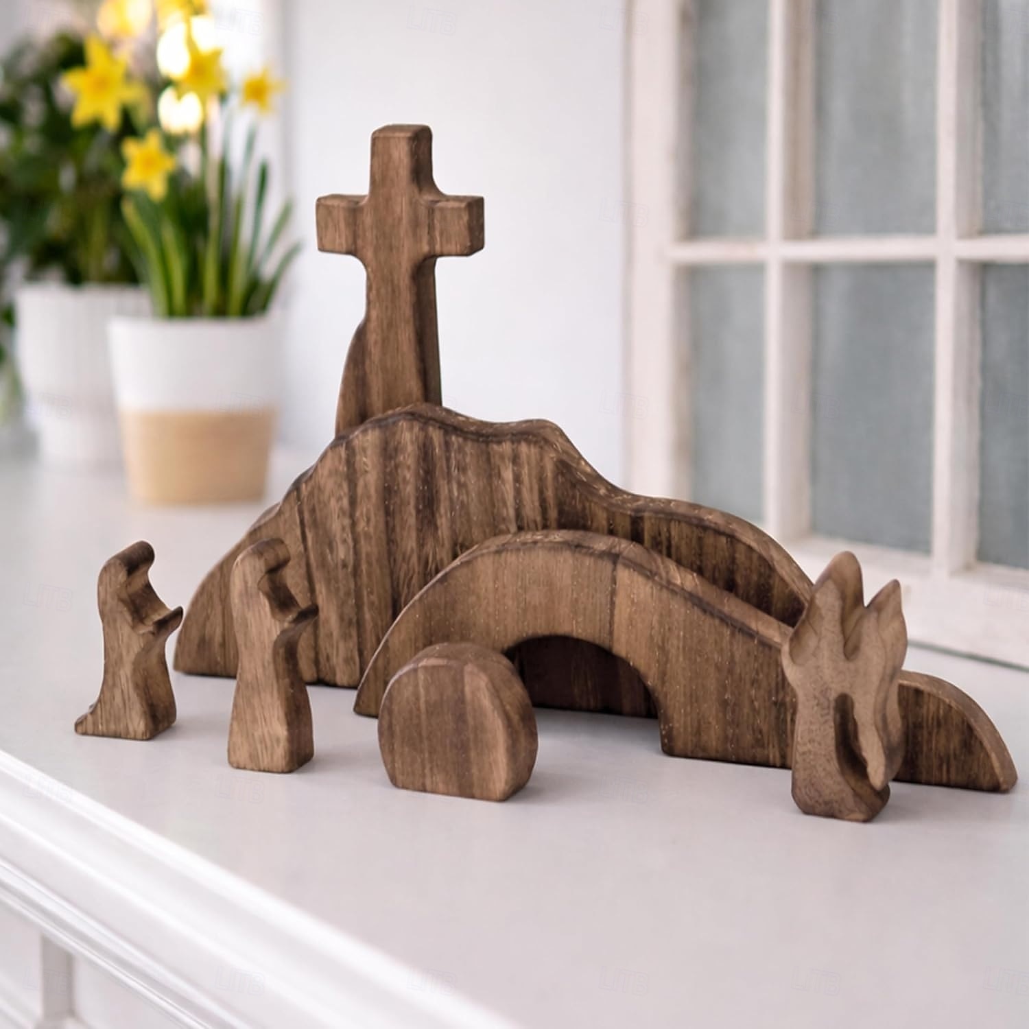 Tomba vuota, scena pasquale e decorazione a croce, set di scene di resurrezione pasquale in legno, decorazioni per presepe di Gesù per regali religiosi da tavolo per ufficio domestico e cristiani del 2026 a $24.99 –P3