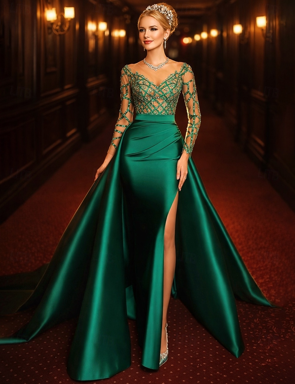 carnival prom dresses Mermaid Trumpet Court Train Prom Dresses Evening Gown Ball Gown Formal Dress  Elegant Sleeveless Illusion Neck Carnival Formal African American Sequined  with Sequin 2026