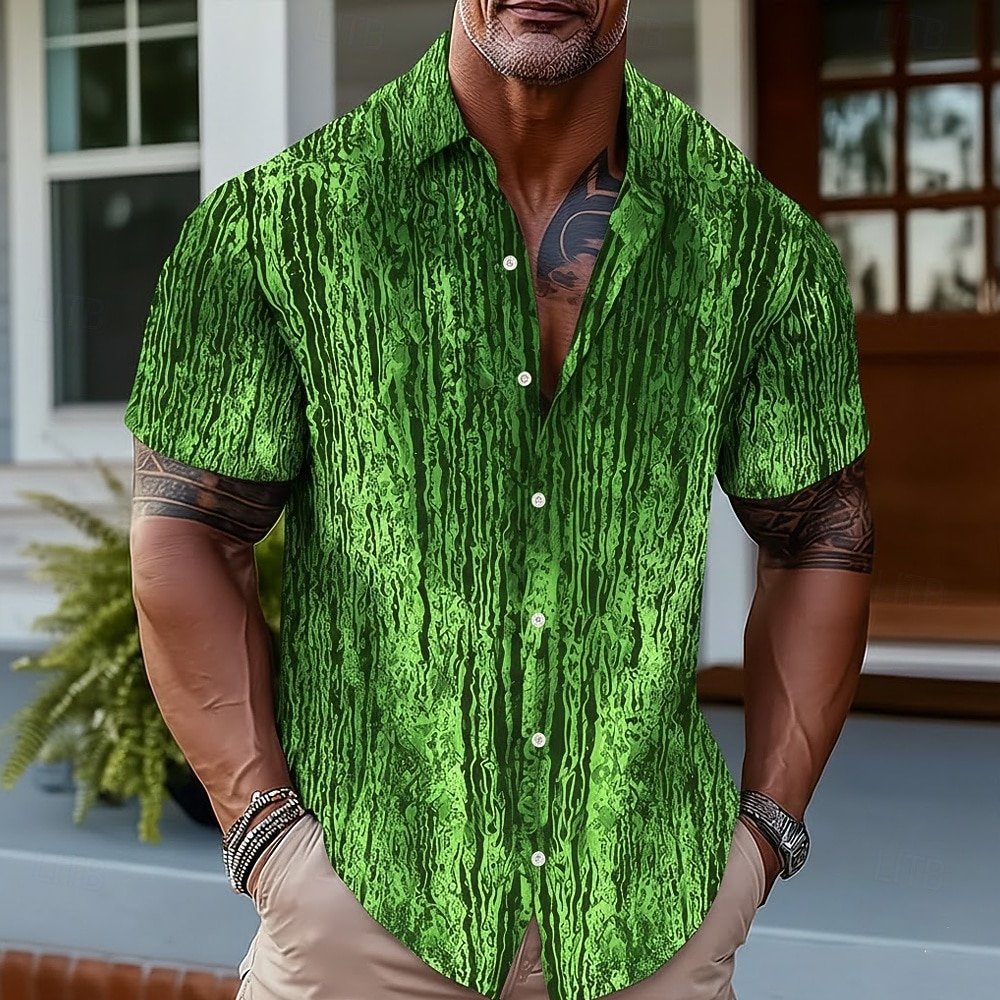 Bărbați Gradiant Dungi Artă abstractă Cămașă Camașă cu nasturi Cămașă elegantă casual Manșon scurt Moda Casual Haine de strada Vacanță Primăvară Toamnă Răsfrânt Imprimare 3D cămăși cu guler Roz 2026 - $25.99 –P3