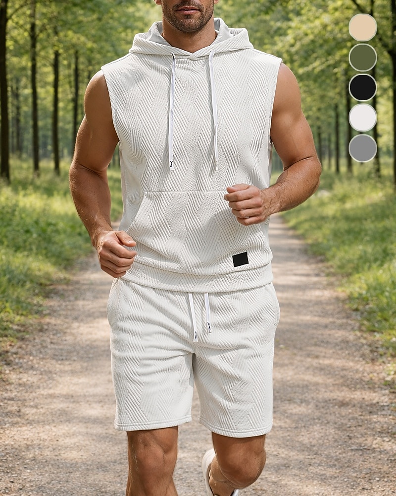 Hombre Tracksuit Vestimenta para correr Trajes de entrenamiento Correa 2 Piezas Color sólido Conjunto de ropa deportiva Verano Primavera Negro Blanco Entrenamiento de gimnasio Correr Corriendo 2026 - $37.99 –P1