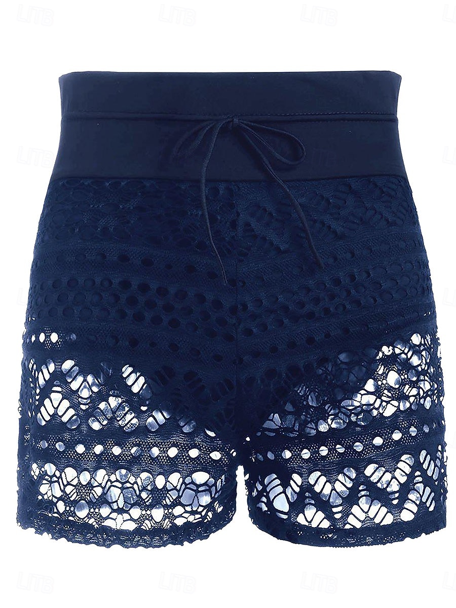 Per donna Costumi da bagno Calzoncini da mare Boxer elasticizzati Vita alta Costume da bagno ritaglio sexy Coulisse Pizzo Vacanza Abbigliamento da Spiaggia Tinta unica Senza Maniche Costumi da bagno del 2026 a $14.99 –P4