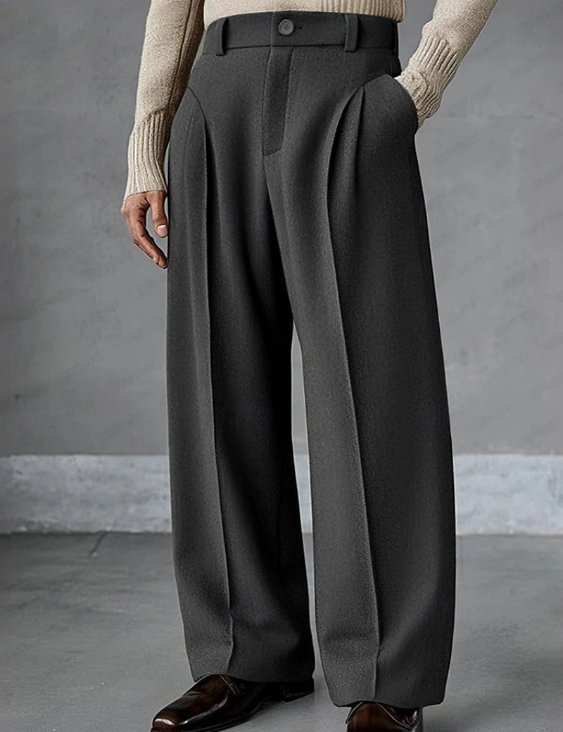 Per uomo Pantaloni Pantaloni Eleganti Tasca Bottoni Semplice Comodità Traspirante Lunghezza intera All'aperto Abbigliamento casual alla moda Vacanza Moda Marrone Grigio scuro Inelastico del 2026 a $36.99 –P1