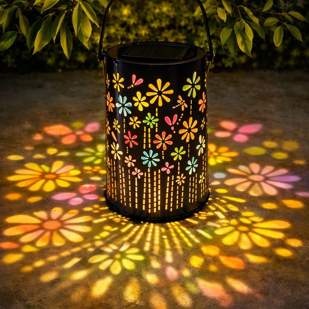 Farol solar exterior impermeable colgante, diseño retro hueco con proyección de mariposa, decoración LED para jardín, patio, regalo para mujeres, mamá y abuela. 2026 - $32.59 –P5