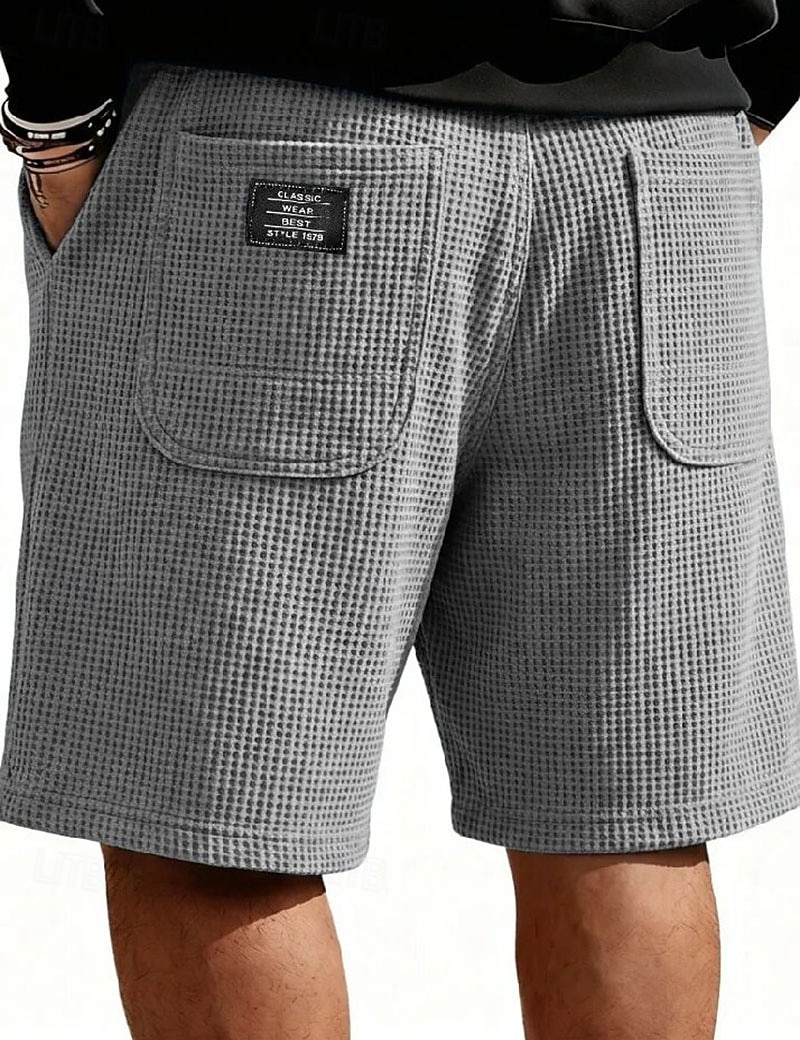 Homme Short gaufré Shorts Short décontracté Avec Poches Taille Élastique Uni À carreaux Confort Respirant Longueur Genou Occasionnel Extérieur Vacances Vacances Mode Noir Blanche Micro-Élastique de 2026 ? $25.99 –P6