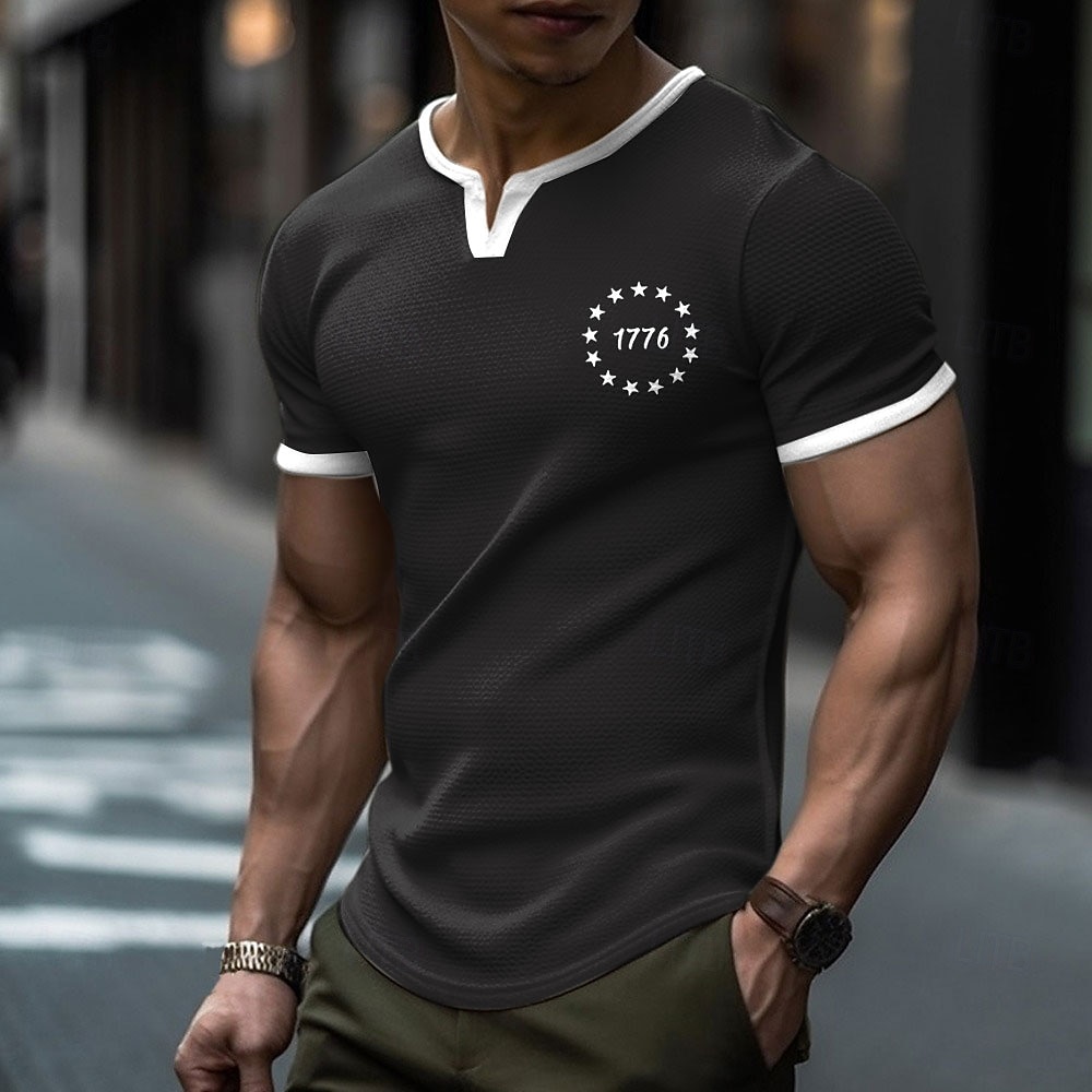 Dia da Independência Americana 250º Aniversário da América Homens 1776 Camisa Waffle Camiseta Manga Curta Camiseta Impressão 3D Gola Redonda Camisa Esportes Diário Retro Vintage Casual Diário Rua de 2026 por $19.99 –P7
