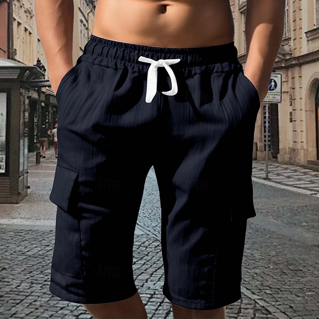 Men's Tactical Shorts Cargo Shorts Shorts Casual Shorts Drawstring Pocket Elastic Waist Plain Comfort Breathable Knee Length Casual Outdoor Vacation Vacation Fashion Navy Blue Micro-elastic 2026 - $21.99 –P3
