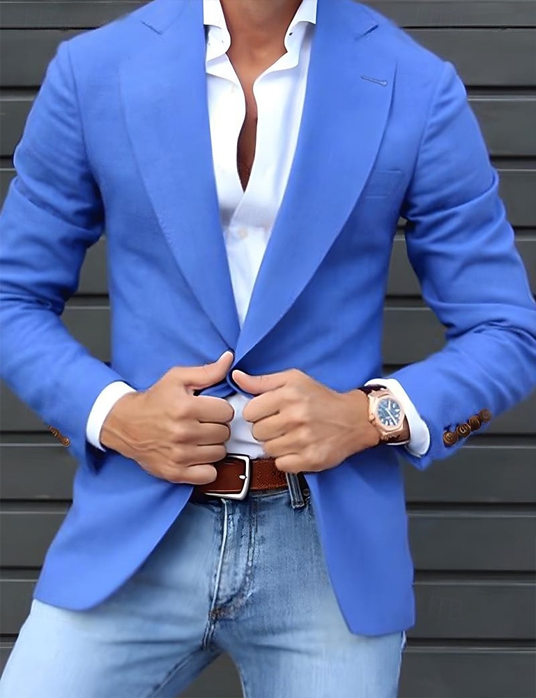 Herren Abschlußfeier Blazer Abendkleidung Zeremonie Hochzeitsfeier Business-Kleidung Mode Lässig Frühling & Herbst Polyester TR Einfach Tasche Lässig / Alltäglich Einreihig Blazer Hellrosa Gelb Rosa 2026 - $60.99 –P7