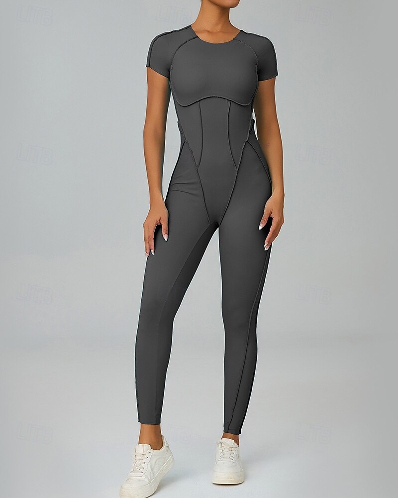 Mujer Mono de Fitness Pijama Mono Color sólido Body Verano Primavera Otoño Arroz blanco Rosa Entrenamiento de gimnasio Aptitud física Yoga Eslático Transpirable Manga Corta Deporte Ropa de Deporte 2026 - $44.99 –P20