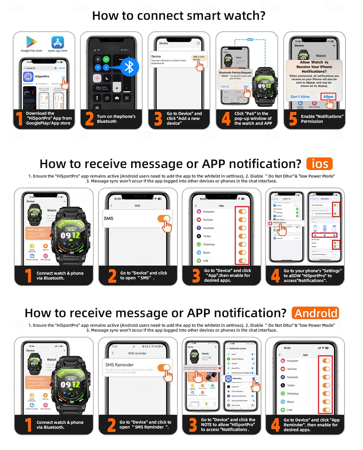 Relógio inteligente Lokmat Appllp 7 Max de 2,06 polegadas com 4G LTE, pedômetro, lembrete de chamadas, monitor de sono, compatível com Android e iOS, unissex, GPS, chamadas em modo mãos-livres, controle de mídia, IPX-4, 60 mm. de 2026 por $187.99 –P19
