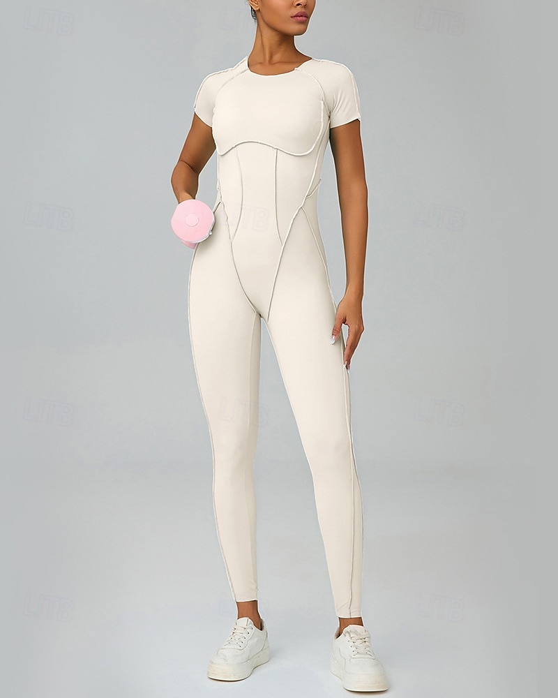 Mujer Mono de Fitness Pijama Mono Color sólido Body Verano Primavera Otoño Arroz blanco Rosa Entrenamiento de gimnasio Aptitud física Yoga Eslático Transpirable Manga Corta Deporte Ropa de Deporte 2026 - $44.99 –P6