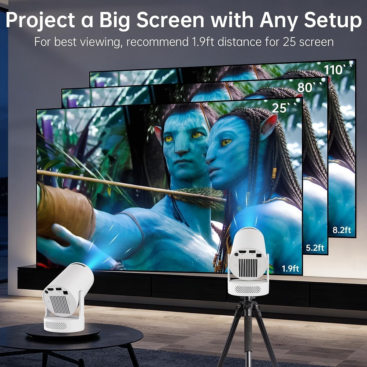 Portable Smart Mini Projector with WiFi and Bluetooth, 180° Rotatable Mini Projector for Outdoor Movies & Sports, Supports 4K, Perfect Soccer Fan Gift for 2026 Match Season Backyard Party Decor 2026 - $78.99 –P6
