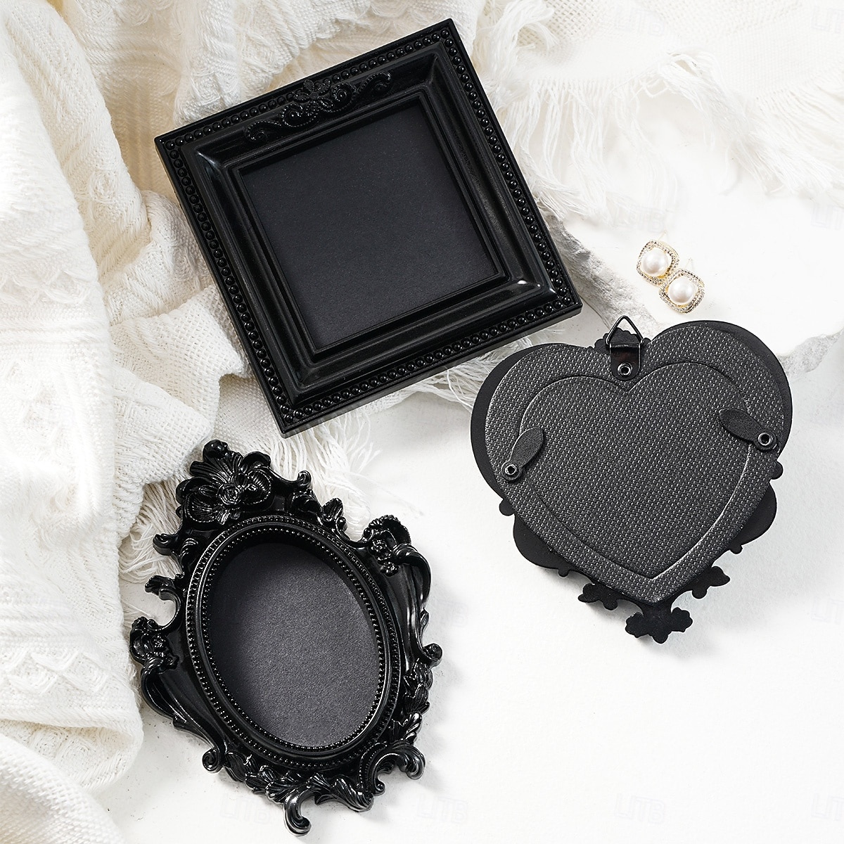 Vintage Black Resin Decorative Frame, Handmade Hand-Painted Ornate Wall Hanging Frame for DIY Wall Decor, Photo Display Frame, Home Wall Decoration Prop for Parties, Festivals 2026 - $21.99 –P15