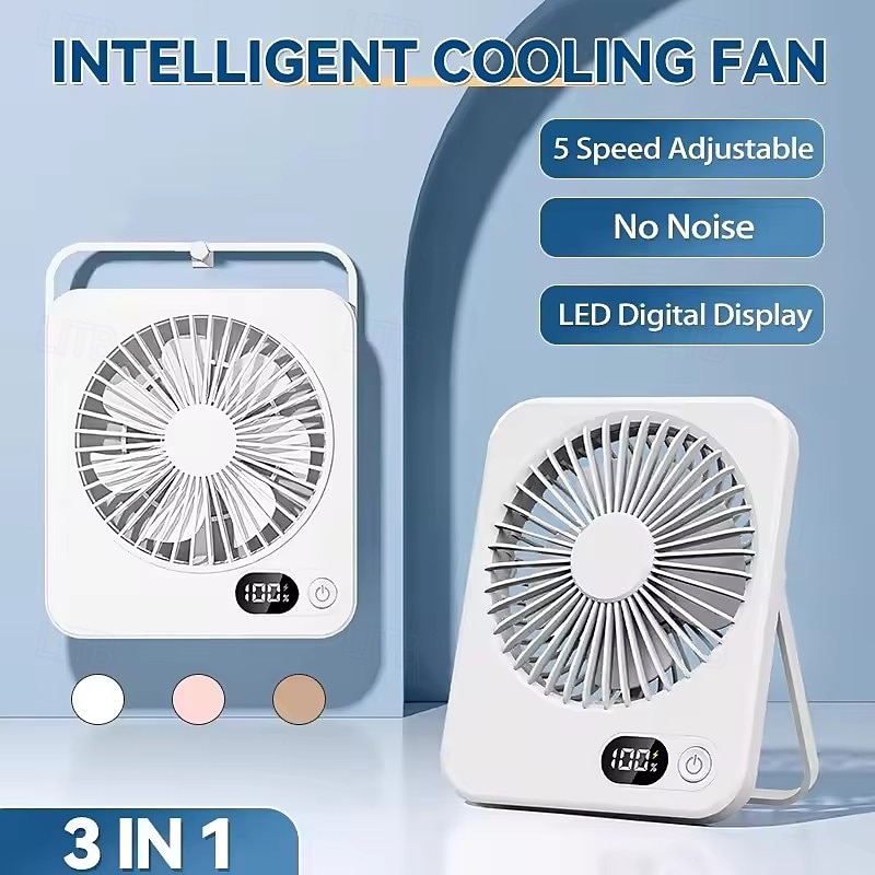 Portable Desk Fan with LED Battery Display, Rechargeable Table Fan, 180° Foldable Wall Hanging Personal Fan, Ultra-Thin Quiet USB Powered Fan for Office, Travel, Bedroom, Kitchen 2026 - $10.99 –P2