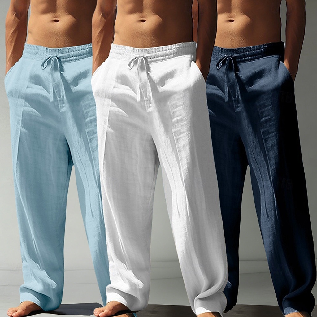 Per uomo Pantaloni di Lino Pantaloni Pantaloni Estivi Pantaloni Larghi Pantaloni da Spiaggia Coulisse Elastico in vita Gamba Dritta Tinta unica Leggero Traspirante Lunghezza intera Casuale Quotidiano del 2026 a $49.99 –P1