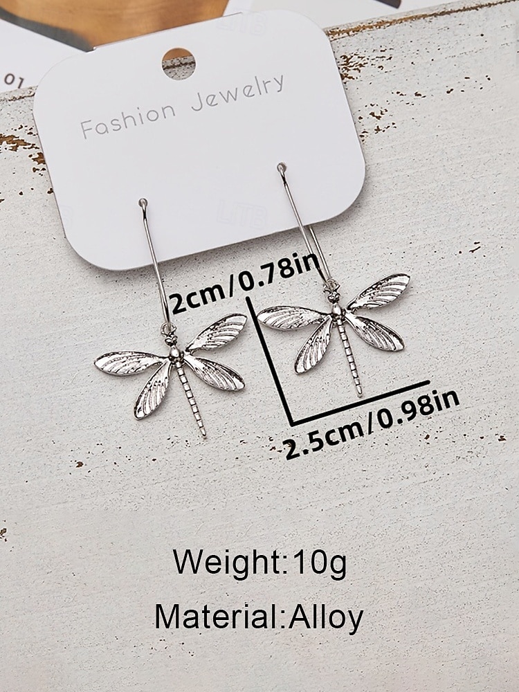 Women's Bohemian Alloy Dragonfly Dangle Earrings, Lightweight Nature-Inspired Drop Jewelry for Daily Casual Wear, Vacation Travel and Summer Resort Styling 2026 - $7.99 –P7