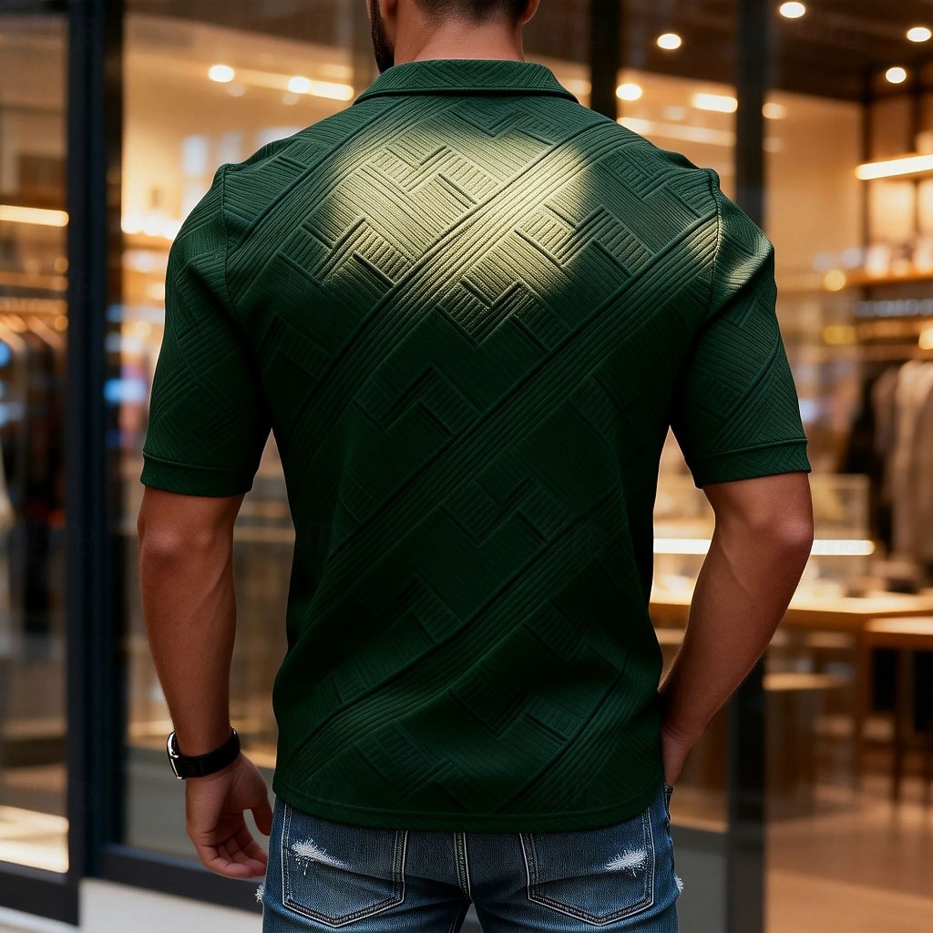 Per uomo Polo con zip Testurizzato Casuale Quotidiano Zip a un quarto Manica Corta Moda Tempo libero Semplice Cerniera Zip a un quarto Estate Primavera Blu Verde translucido blu navy Aalbicocca Blu del 2026 a $22.99 –P11